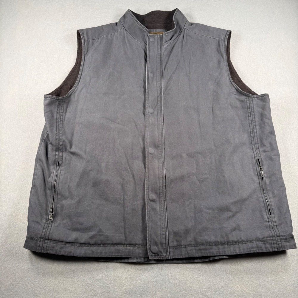 North River Canvas Workwear Vest Mens XXL Gray Fleece Lined Full Zip Mock Neck
